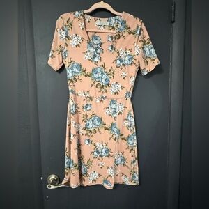 WAYF V Neck Floral Microfiber Dress